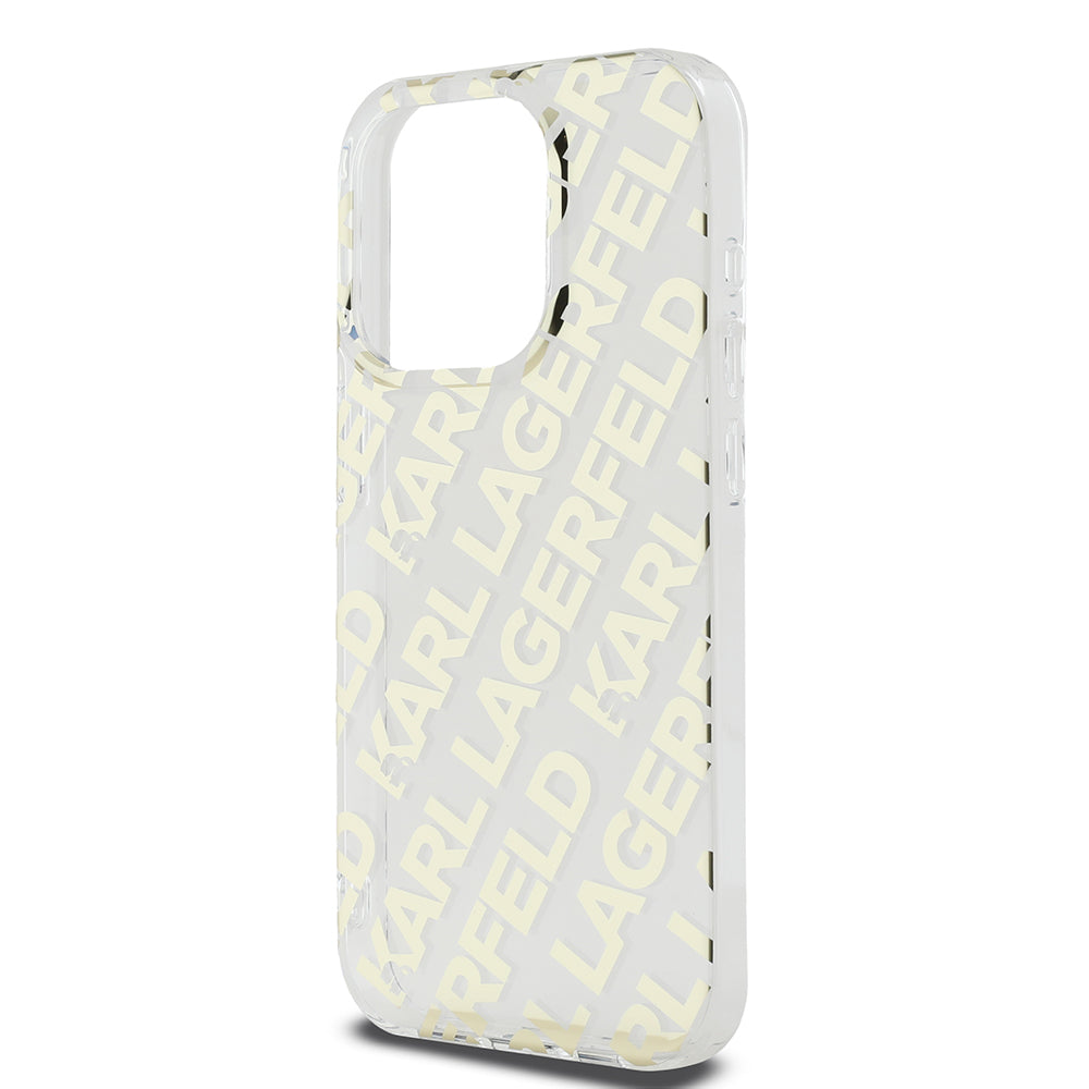 Custodia per Apple iPhone 15 Pro, Karl Lagerfeld, IML Luxury Monogram KL Pattern with Strap, Nera