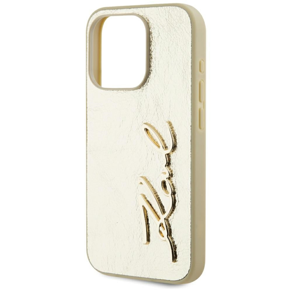 Case for Apple iPhone 15 Pro, Karl Lagerfeld, Metal Signature, Gold