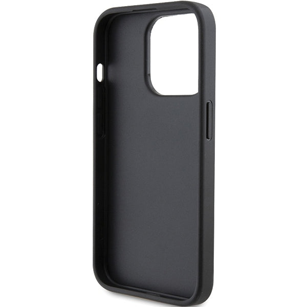 Custodia per Apple iPhone 15 Pro, Karl Lagerfeld, Saffiano Card Slot Metal Karl & Choupette, Nera