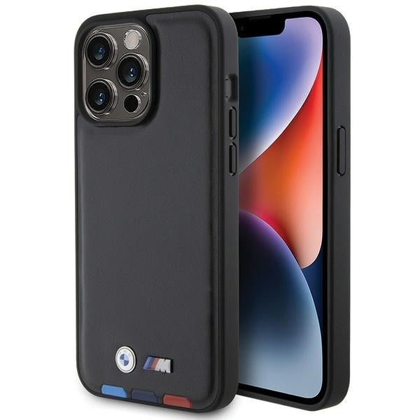 Custodia per Apple iPhone 15 Pro Max, BMW, Stamp Tricolore, Nera