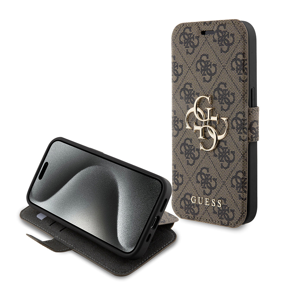 Custodia per Apple iPhone 15 Pro Max, Guess, 4G Book, Marrone