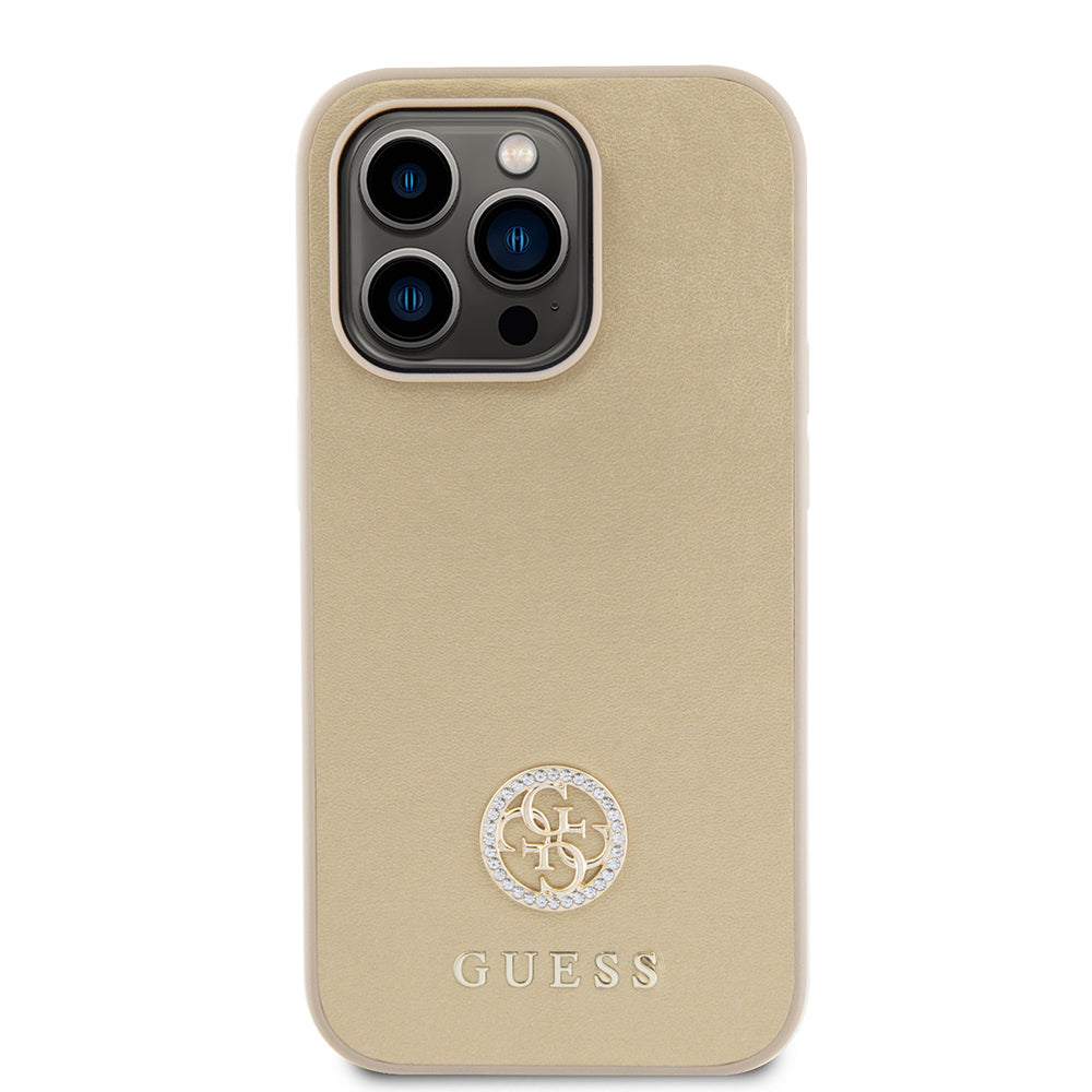 Custodia per Apple iPhone 15 Pro Max, Guess, 4G Strass Metal Logo, Dorata
