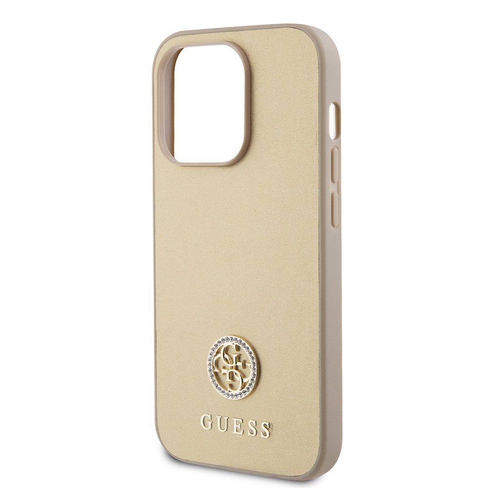 Custodia per Apple iPhone 15 Pro Max, Guess, 4G Strass Metal Logo, Dorata