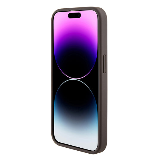 Custodia per Apple iPhone 15 Pro Max, Guess, Grip Stand 4G Triangle Strass, Marrone