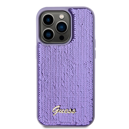 Custodia per Apple iPhone 15 Pro Max, Guess, Sequin Script Metal, Viola