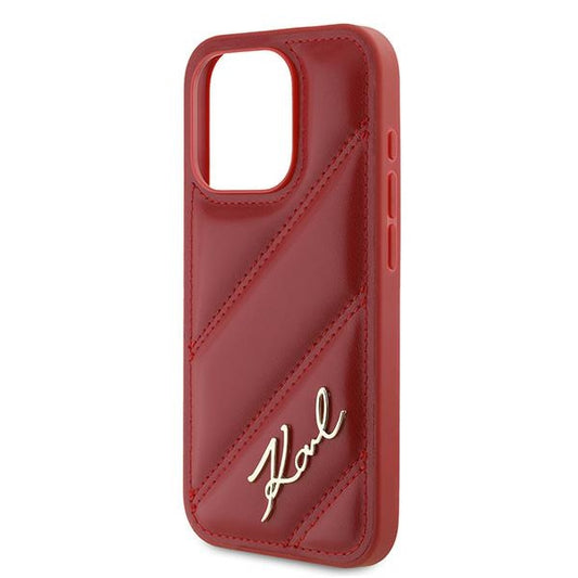 Custodia per Apple iPhone 15 Pro Max, Karl Lagerfeld, Diagonal Quilted Script, Rosa