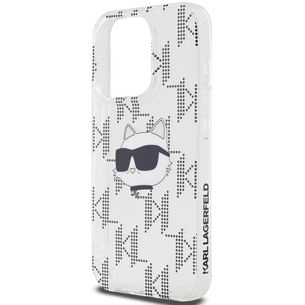Custodia per Apple iPhone 15 Pro Max, Karl Lagerfeld, IML Electroplated Choupette Head, Trasparente