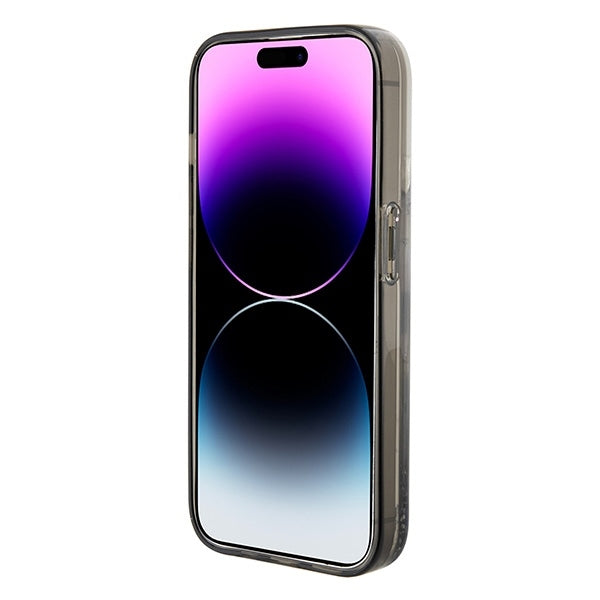 Custodia per Apple iPhone 15 Pro Max, Karl Lagerfeld, Liquid Glitter Ikonik Karl, Trasparente