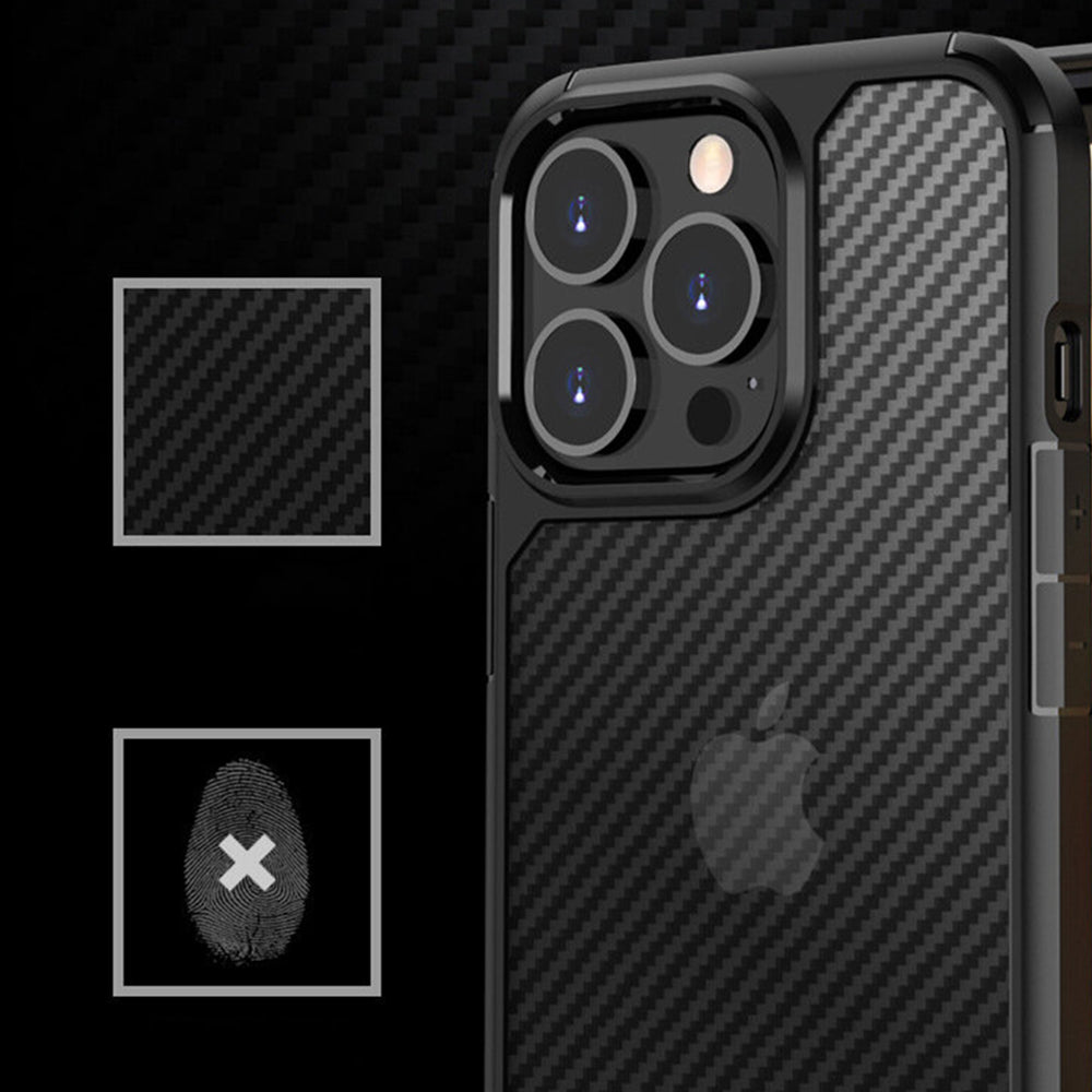 Custodia per Apple iPhone 15 Pro Max, Techsuit, CarbonFuse, Nera