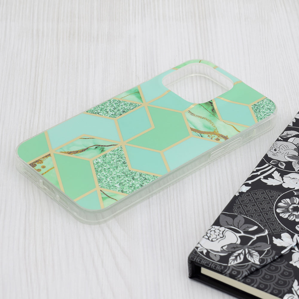 Custodia per Apple iPhone 15 Pro Max, Techsuit, Marble, Verde