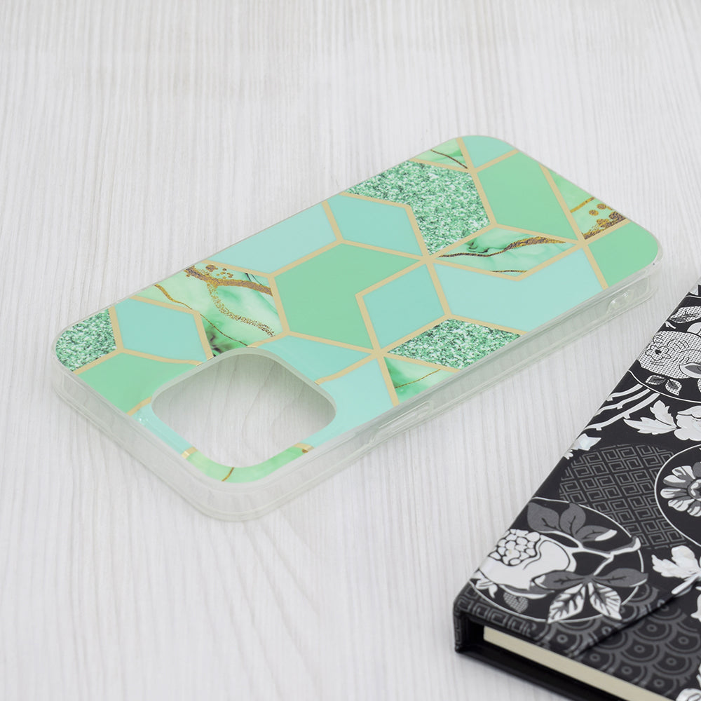 Custodia per Apple iPhone 15 Pro Max, Techsuit, Marble, Verde