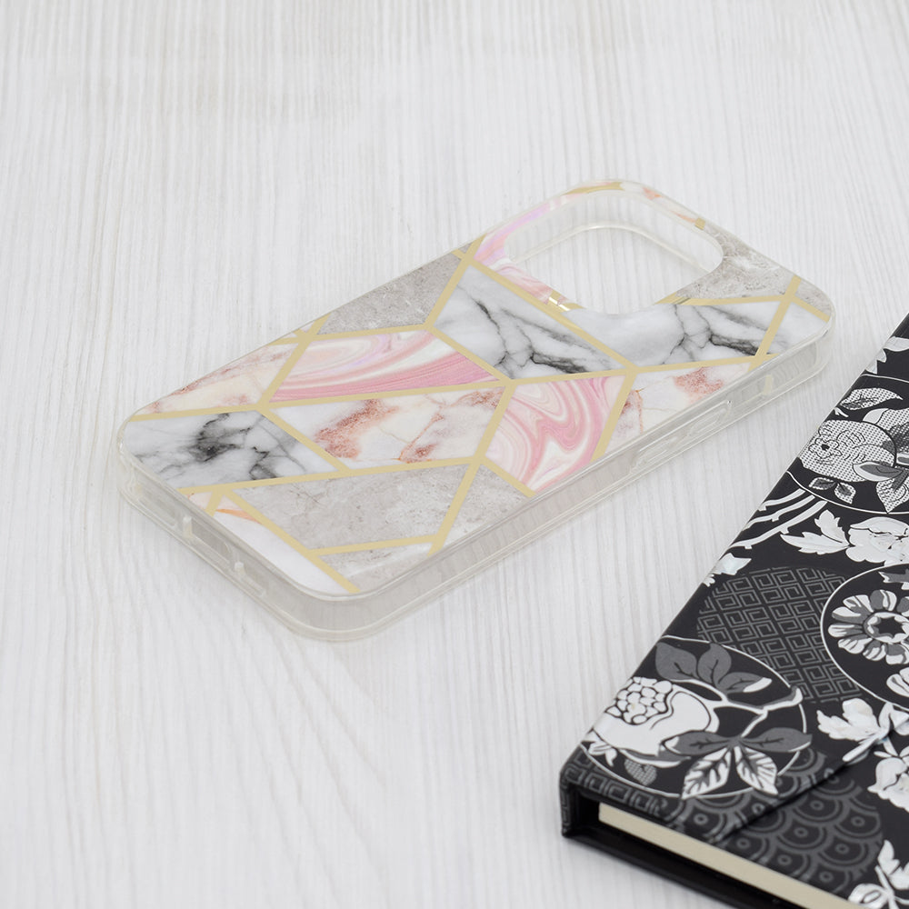 Custodia per Apple iPhone 15 Pro, Techsuit, Marble, Rosa