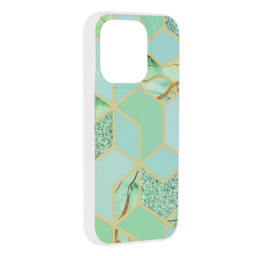 Custodia per Apple iPhone 15 Pro, Techsuit, Marble, Verde
