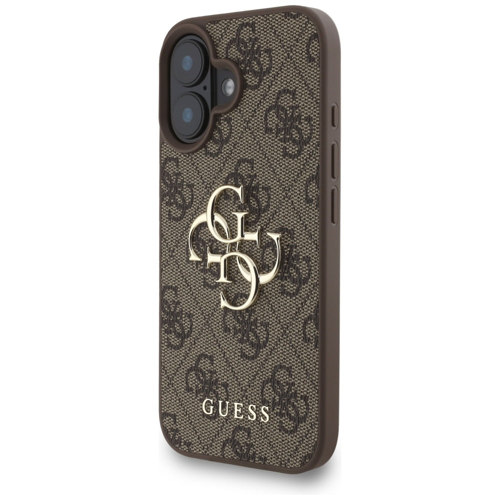 Case for Apple iPhone 16, Guess, 4G Classic Logo with Strap, Brown
