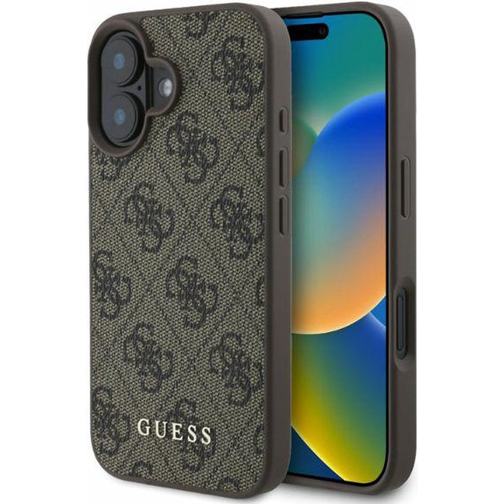 Case for Apple iPhone 16, Guess, 4G Classic, Brown