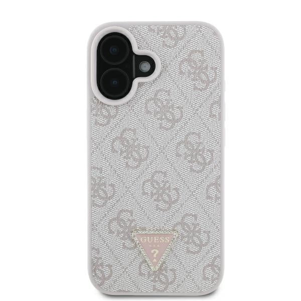 Custodia per Apple iPhone 16, Guess, Crossbody 4G Triangle Strass, Blu
