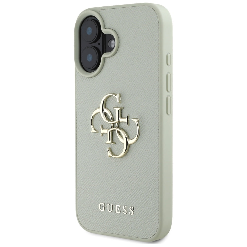 Custodia per Apple iPhone 16, Guess, Grained Big 4G Logo Small Classic Logo, Verde