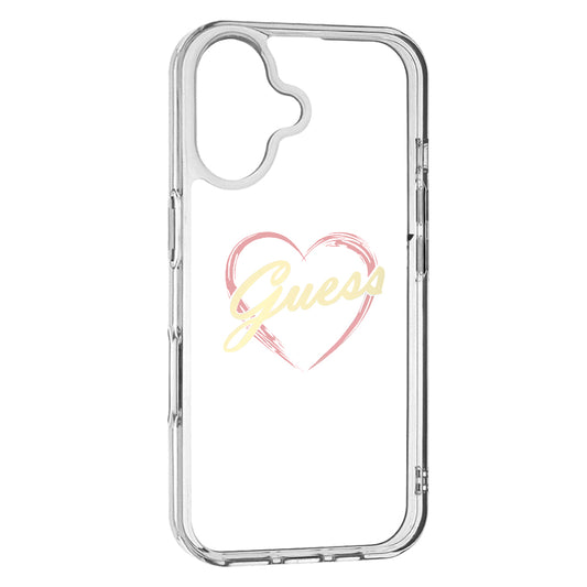 Custodia per Apple iPhone 16, Guess, IML Heart, Trasparente