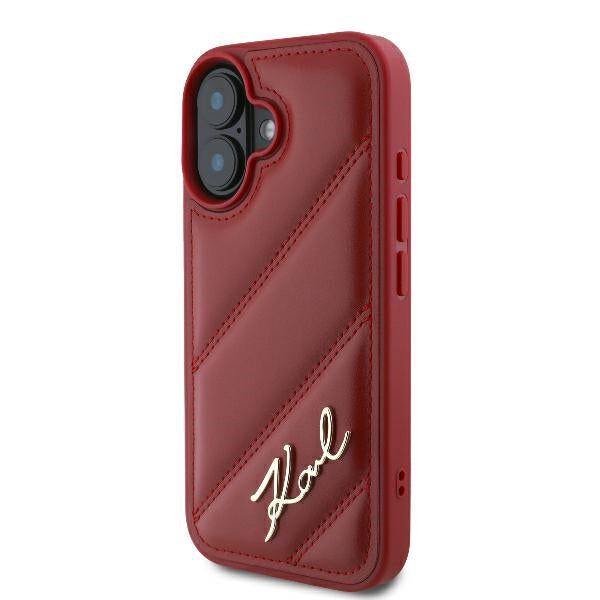 Custodia per Apple iPhone 16, Karl Lagerfeld, Diagonal Quilted Script, Rosie