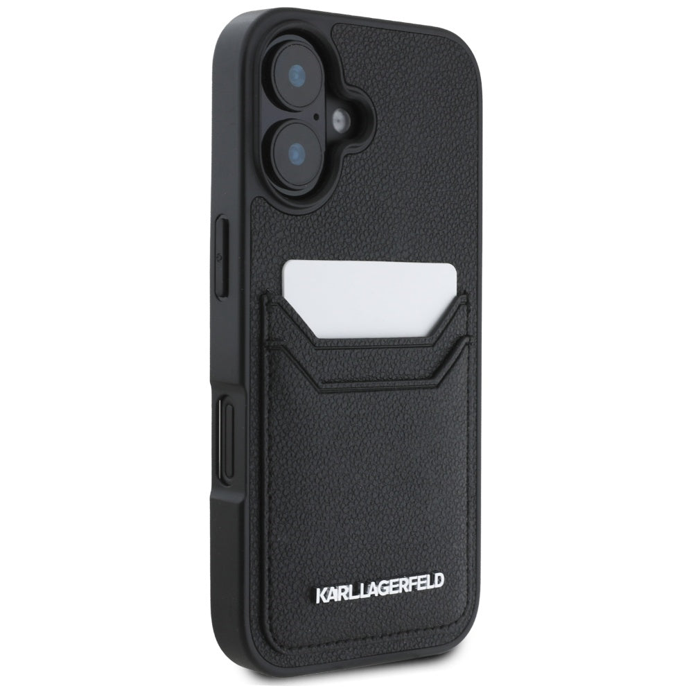 Custodia per Apple iPhone 16, Karl Lagerfeld, Grained Cardslots, Nera