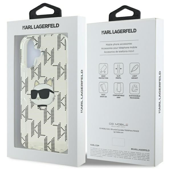 Custodia per Apple iPhone 16, Karl Lagerfeld, IML Luxury Electroplated Choupette's Head, Trasparente
