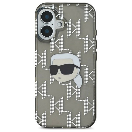 Custodia per Apple iPhone 16, Karl Lagerfeld, IML Luxury Electroplated Karl's Head, Nera