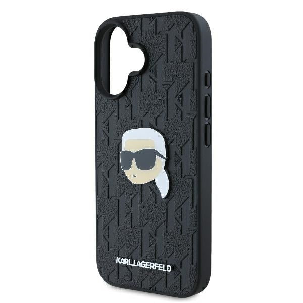 Case for Apple iPhone 16, Karl Lagerfeld, Monogram Karl's Head, Black