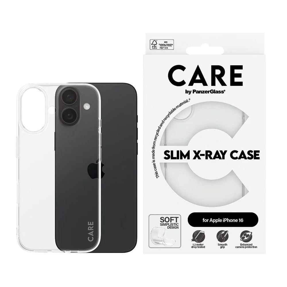 Custodia per Apple iPhone 16, PanzerGlass, Care Fashionable, Trasparente