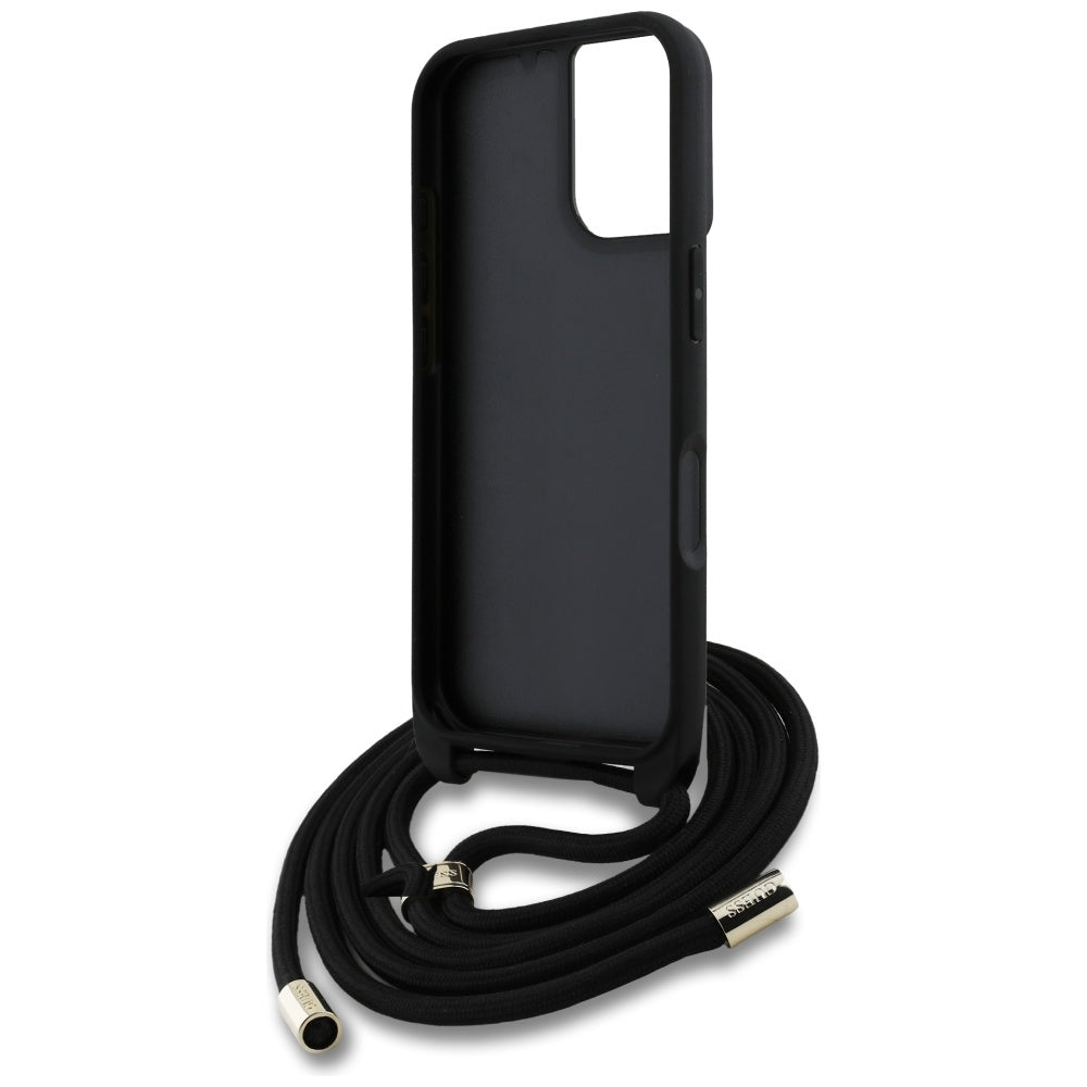 Custodia per Apple iPhone 16 Plus, Guess, 4G CBDY Big Logo con Cinturino, Marrone