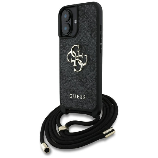 Custodia per Apple iPhone 16 Plus, Guess, 4G CBDY Big Logo con Cinturino, Nera