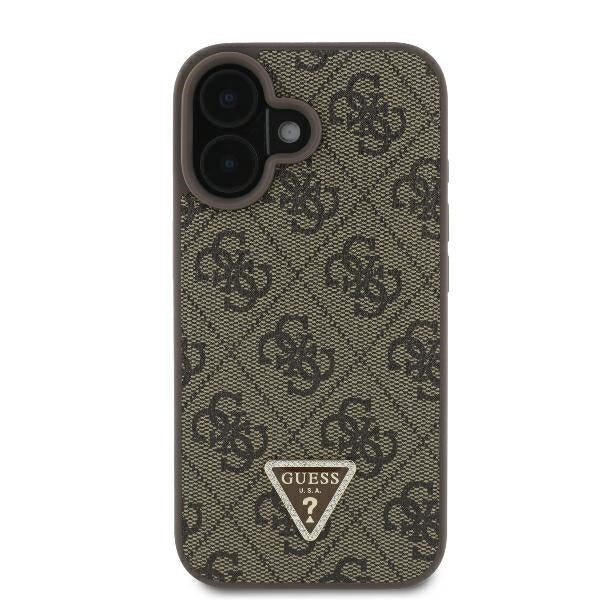 Custodia per Apple iPhone 16 Plus, Guess, 4G Triangle Strass, Marrone