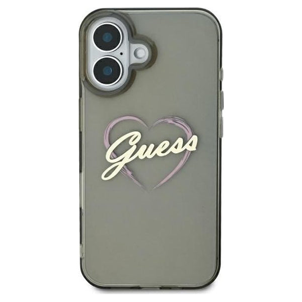 Custodia per Apple iPhone 16 Plus, Guess, IML Heart, Nera