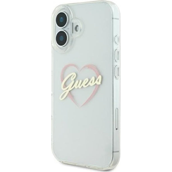 Custodia per Apple iPhone 16 Plus, Guess, IML Heart, Trasparente