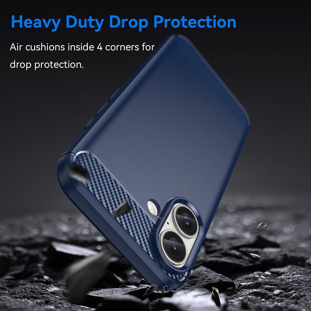 Custodia per Apple iPhone 16 Plus, Techsuit, Carbonio, Blu