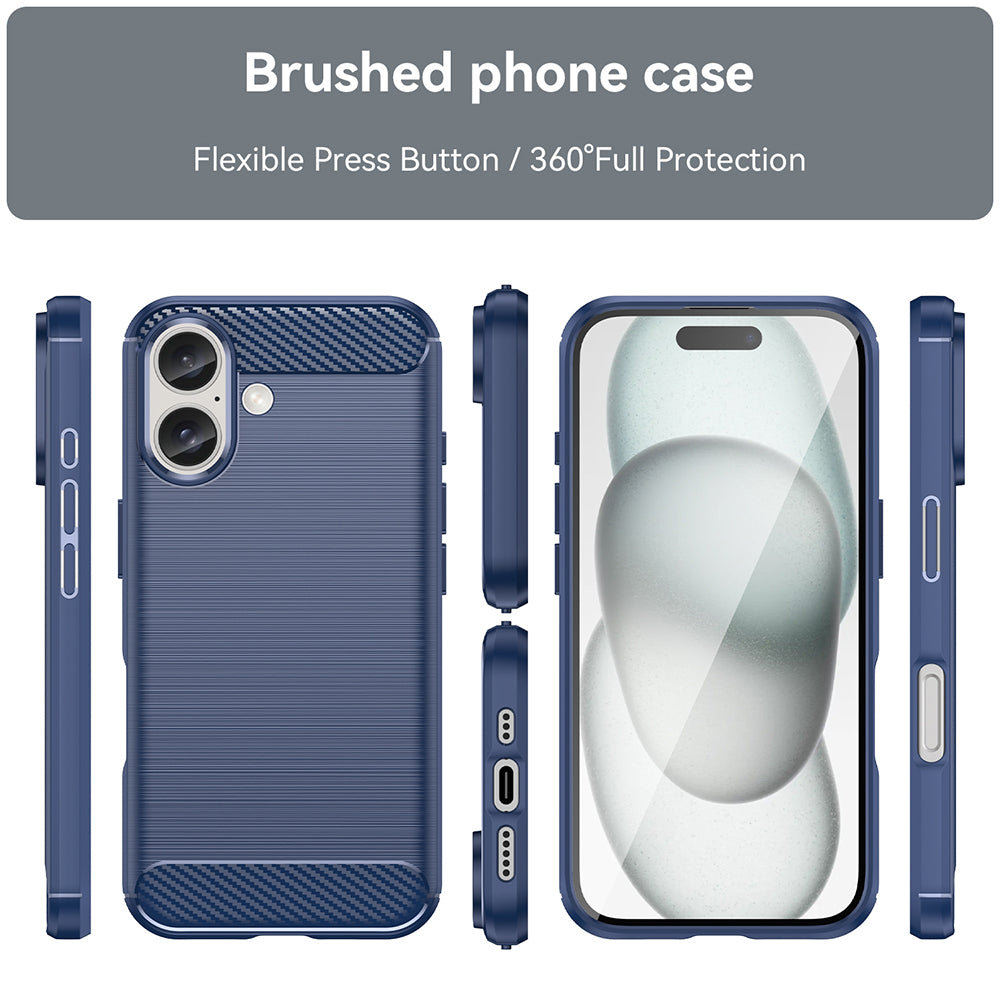 Custodia per Apple iPhone 16 Plus, Techsuit, Carbonio, Blu
