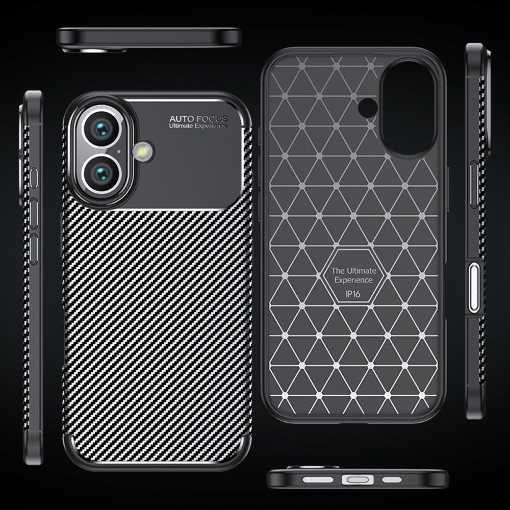 Custodia per Apple iPhone 16 Plus, Techsuit, CarbonFiber, Nera