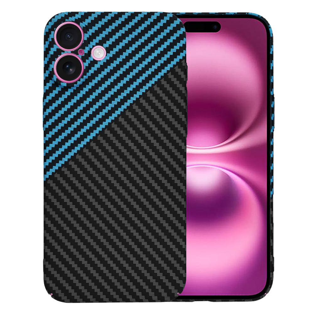 Custodia per Apple iPhone 16 Plus, Techsuit, Carbonite FiberShell, Nero Bleu