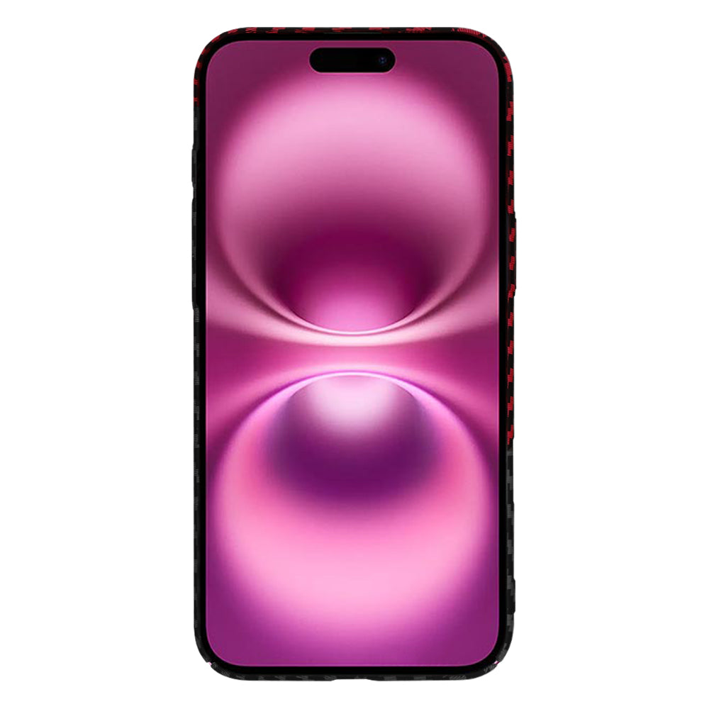 Custodia per Apple iPhone 16 Plus, Techsuit, Carbonite FiberShell, Nero Rosso