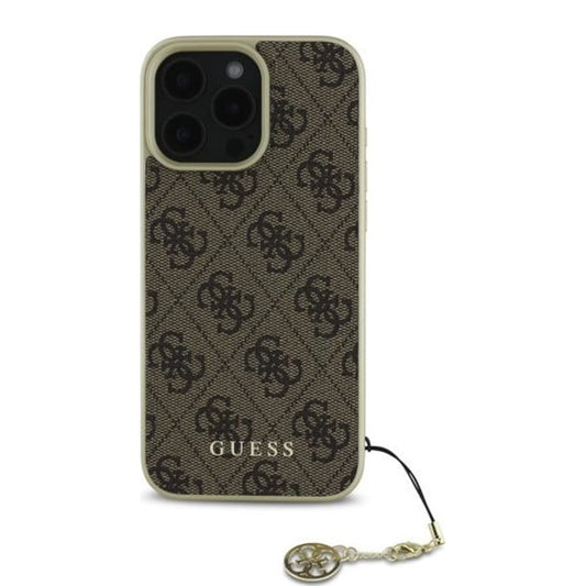 Custodia per Apple iPhone 16 Pro, Guess, 4G Charm, Marrone