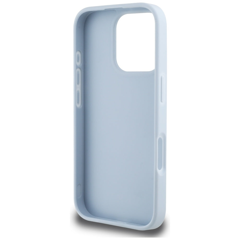 Custodia per Apple iPhone 16 Pro, Guess, Grained Big 4G Logo Small Classic Logo, Blu