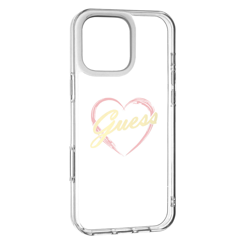 Custodia per Apple iPhone 16 Pro, Guess, IML Heart, Trasparente
