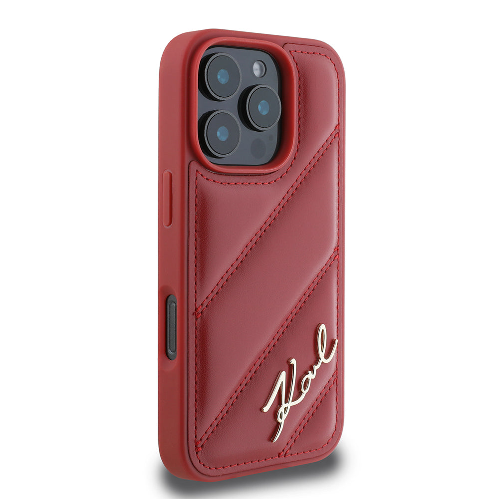 Custodia per Apple iPhone 16 Pro, Karl Lagerfeld, Diagonal Quilted Script, Rosie