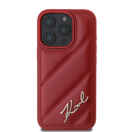 Custodia per Apple iPhone 16 Pro, Karl Lagerfeld, Diagonal Quilted Script, Rosie