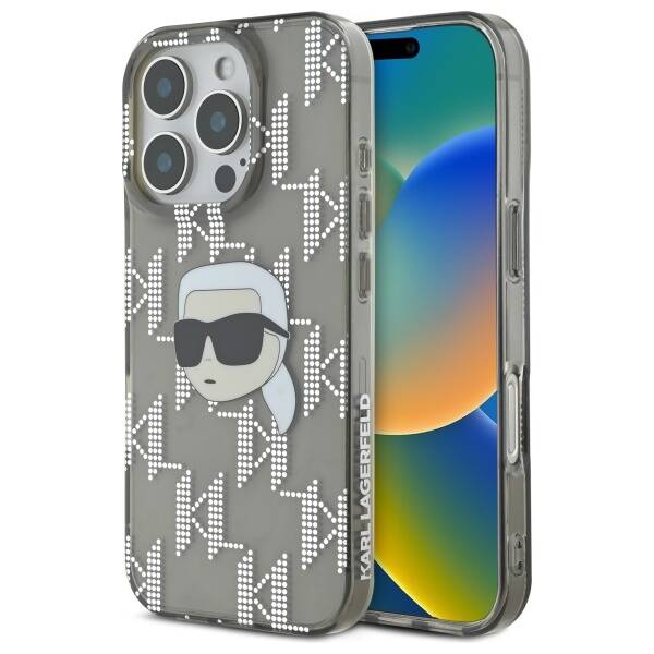 Custodia per Apple iPhone 16 Pro, Karl Lagerfeld, IML Luxury Electroplated Karl's Head, Nera