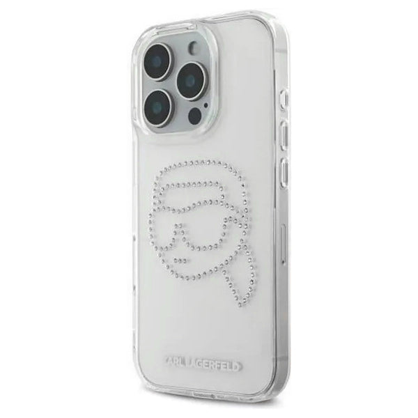 Case for Apple iPhone 16 Pro, Karl Lagerfeld, IML Rhinestones Karl's Head, Transparent