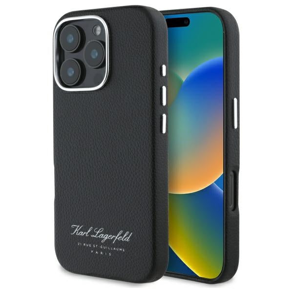 Custodia per Apple iPhone 16 Pro, Karl Lagerfeld, RSG, Nera