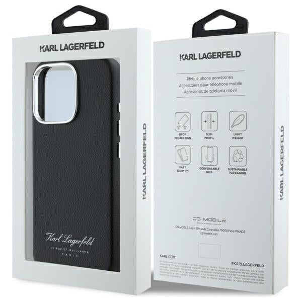 Custodia per Apple iPhone 16 Pro, Karl Lagerfeld, RSG, Nera