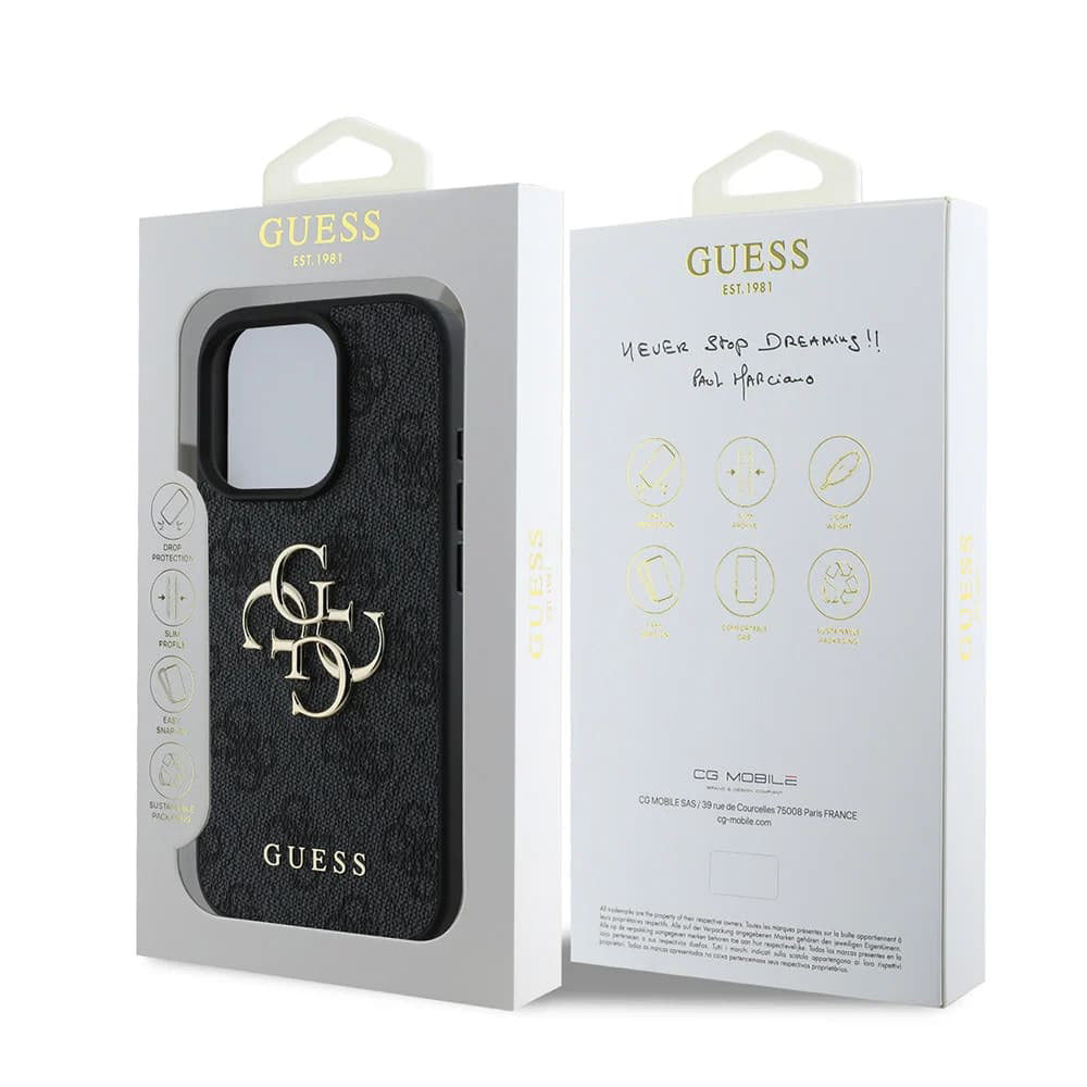 Custodia per Apple iPhone 16 Pro Max, Guess, 4G Big Logo, Nera
