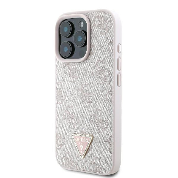 Custodia per Apple iPhone 16 Pro Max, Guess, Crossbody 4G Triangle Strass, Rosa