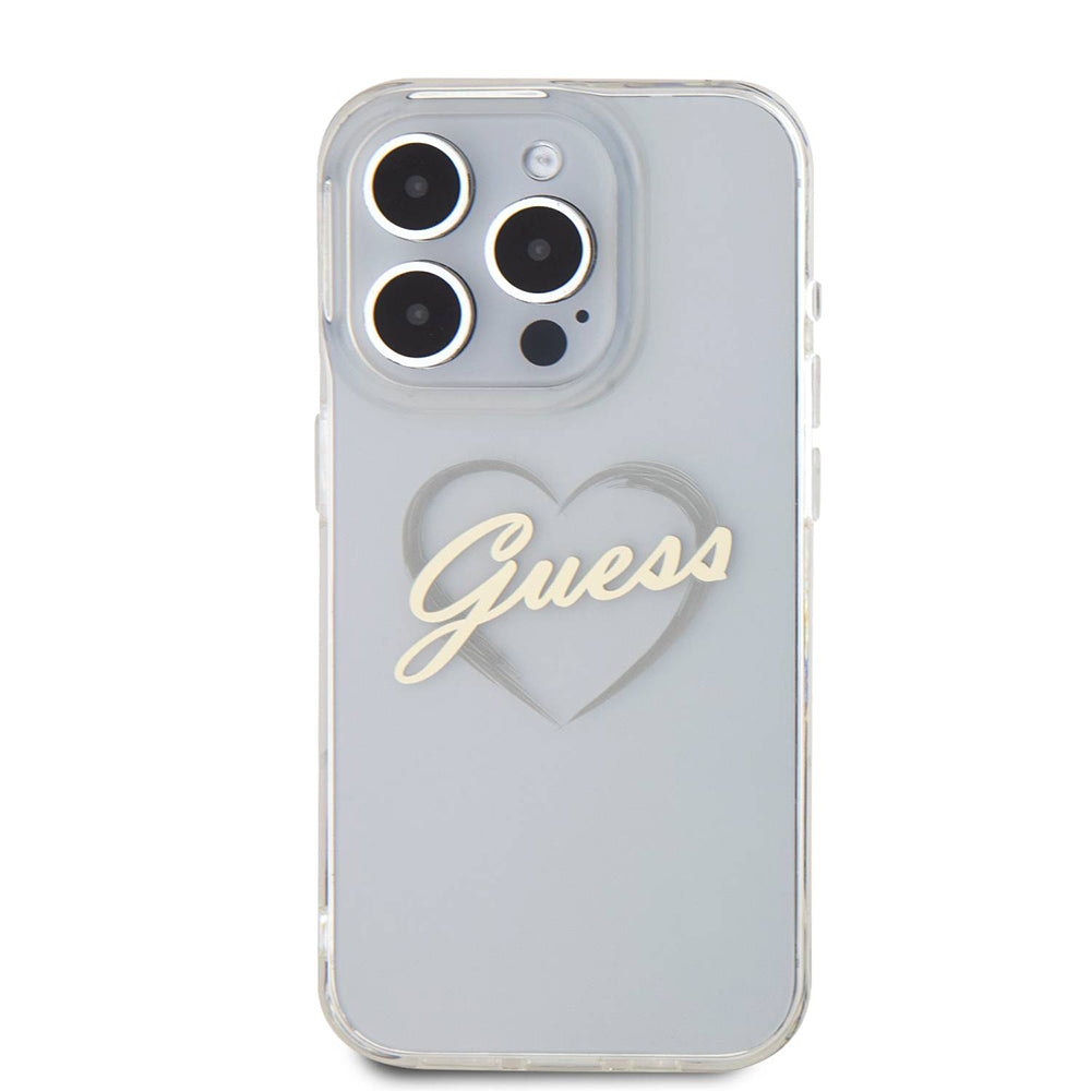 Custodia per Apple iPhone 16 Pro Max, Guess, IML Heart, Trasparente